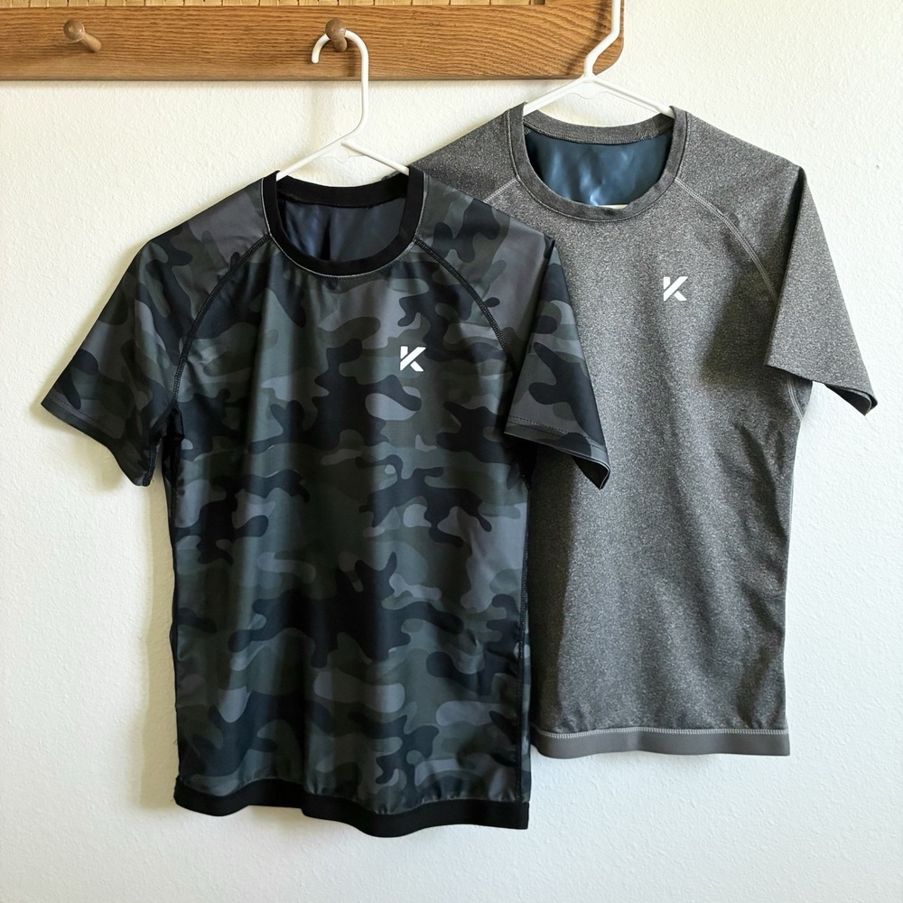 Kewlioo Heat Trapping Sauna Sweat Workout T Shirt Bundle of Two Mens Medium